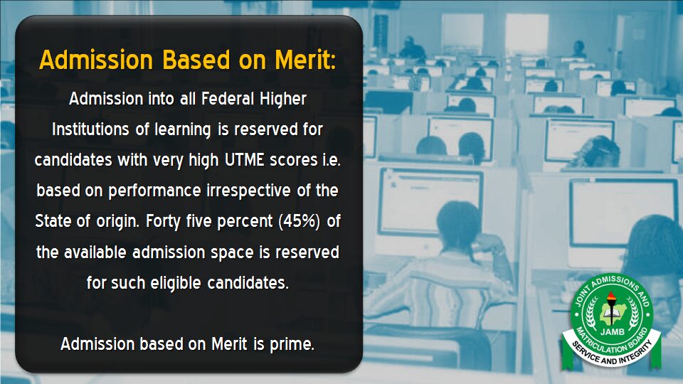 How JAMB Admission is Distribute Based on Merit