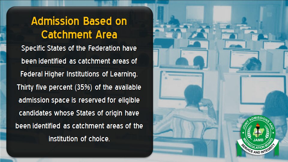 How JAMB Admission is Distribute Based on Catchment Area