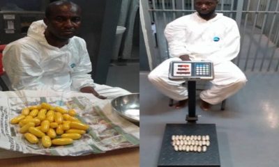 SHOCKING! Two traffickers excrete 191 pellets of cocaine, heroin at Lagos airport