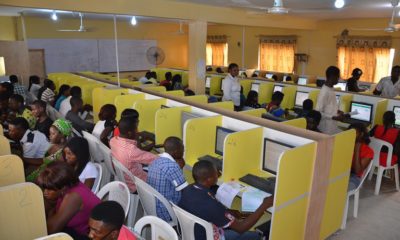 JAMB Candidates writing their CBT examination in a hall