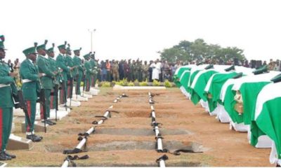 Bodies of 11 dead soldiers arrive military cemetery in Makurdi