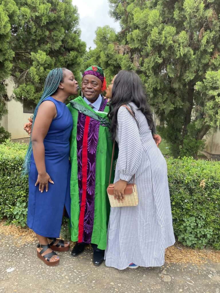 Daughter celebrates father as he bagged degree at the age of 66