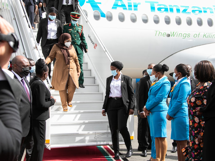 Tanzania’s President Samia arrives in Kenya for a two-day state visit