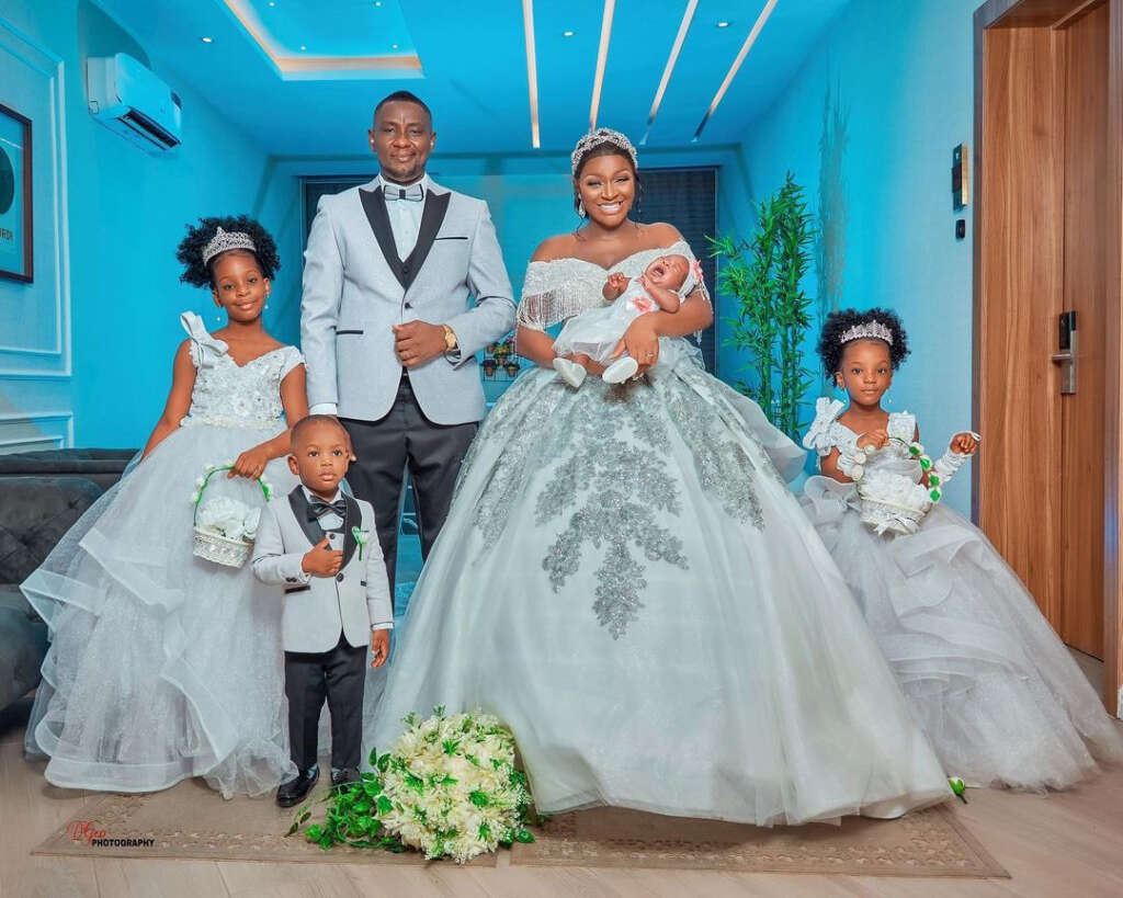 ChaCha Eke and her husband celebrate 8th wedding Anniversary with four babies