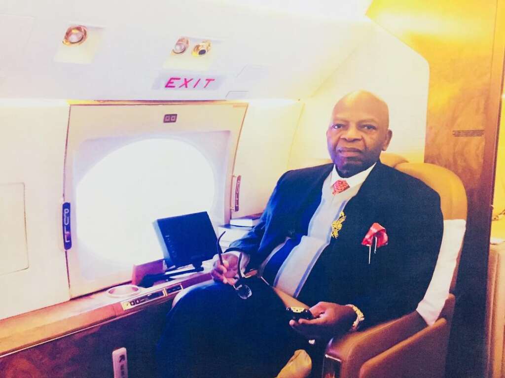 Arthur Eze posing in one of his private jet