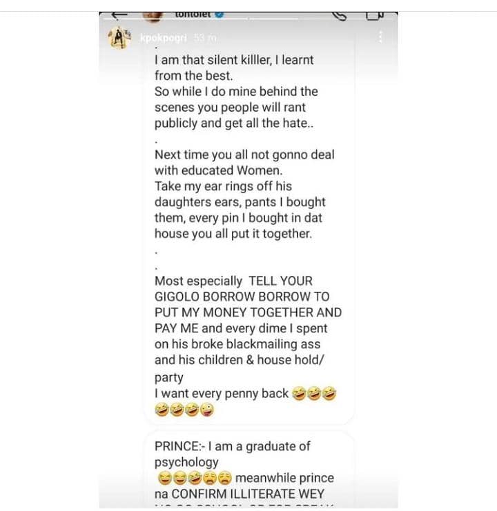 Tonto Dikeh's Threatning Message 