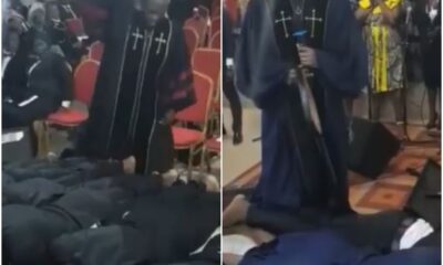 An emerging video of two pastors flogging their church members on the altar has caused an outrage on social media,
