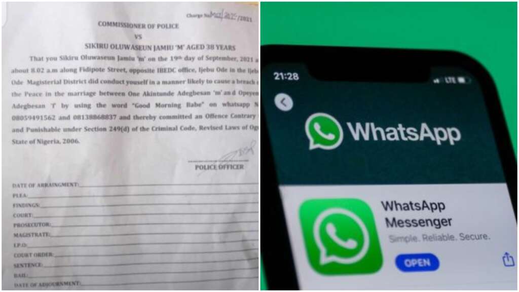 Man receives criminal charges from police for calling married woman ‘babe’ on WhatsApp in Ogun