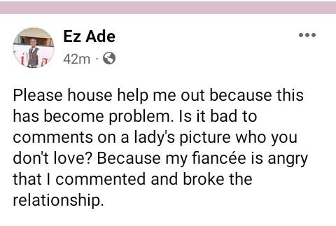 Lady Dumps Her Fiancé Over His Comment Under Another Lady's Post On Facebook