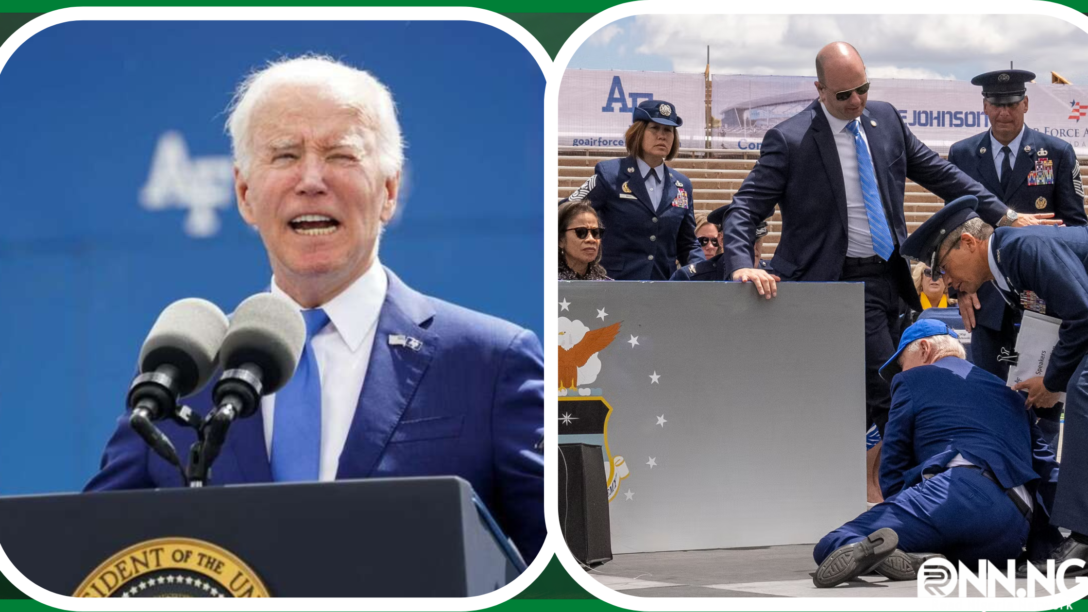 The US President Joe Biden stumbled and fell on stage at the U.S. Air Force Academy graduation ceremony in Colorado on Wednesday. The 79-year-old president was walking down a ramp to greet graduates when he lost his balance and fell to the ground. He quickly got up and appeared to be uninjured.