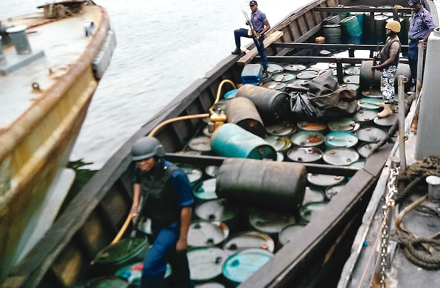 Security Forces intercepted boat carrying illegal crude oil in Delta Creeks