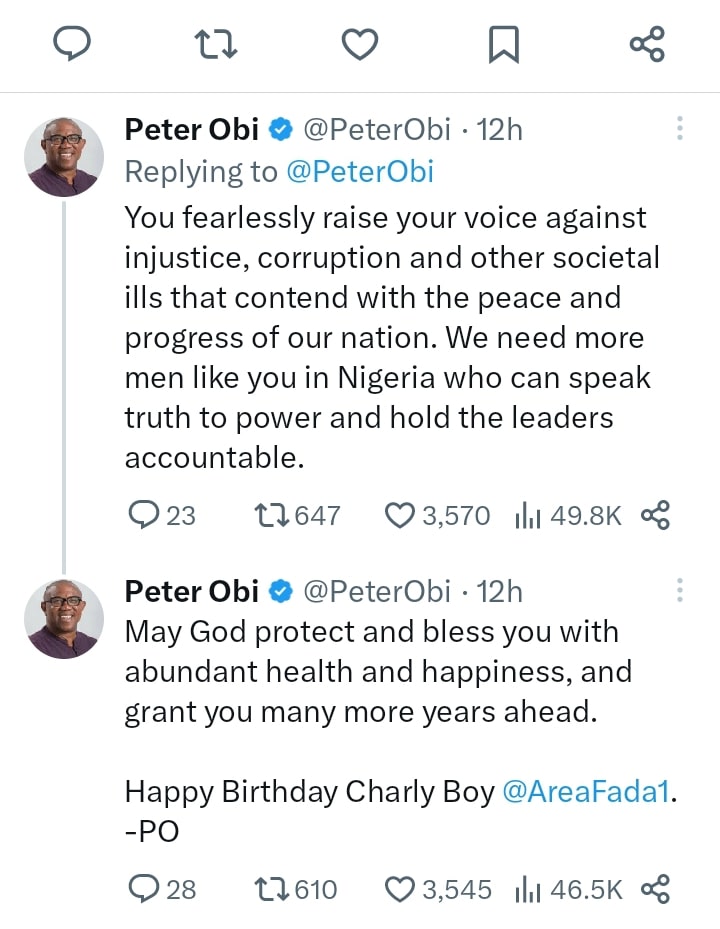 peter obi hails charly boy at 73